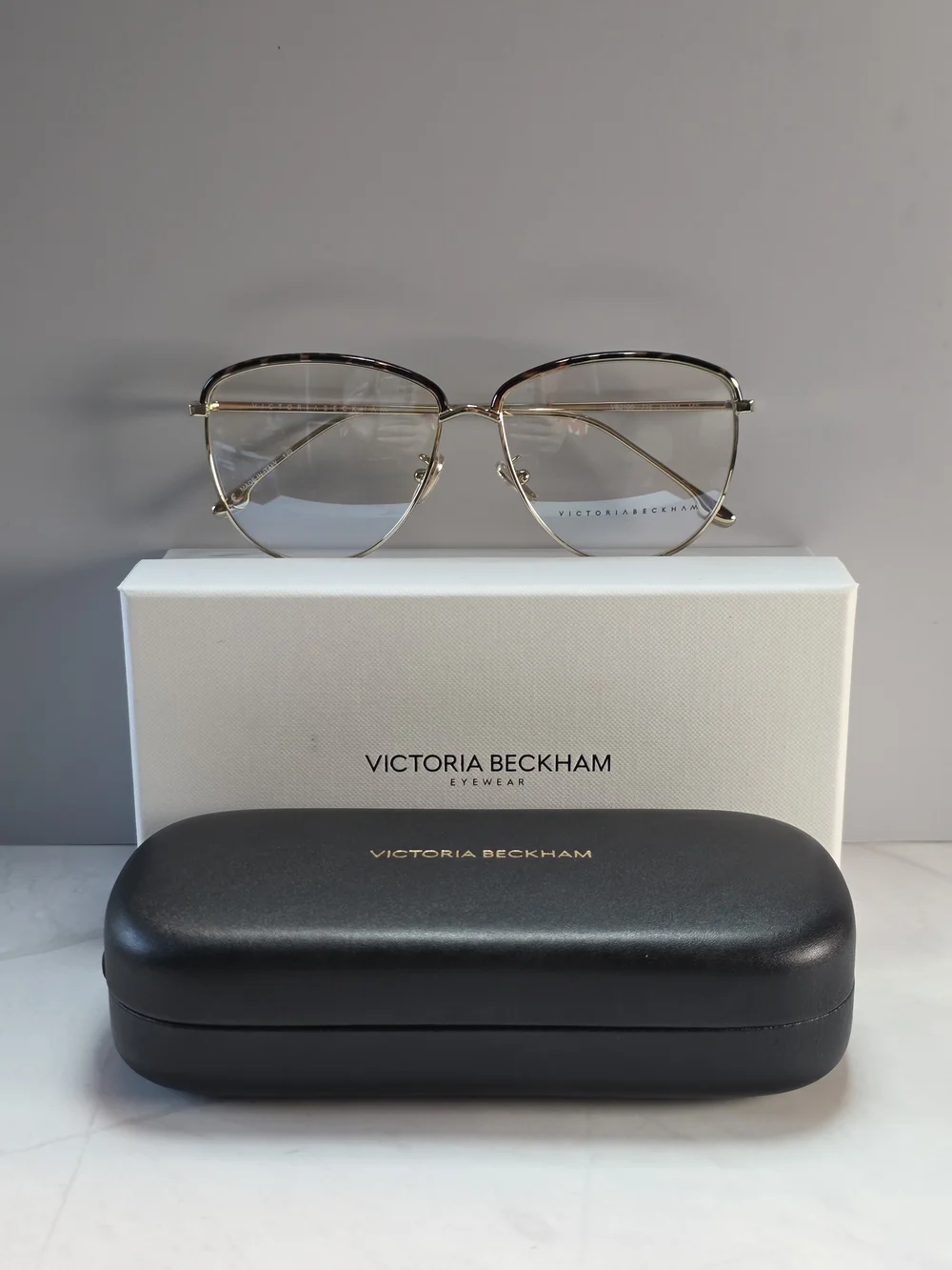 NEW Victoria Beckham VB2100 Gold Geometric Eyeglasses